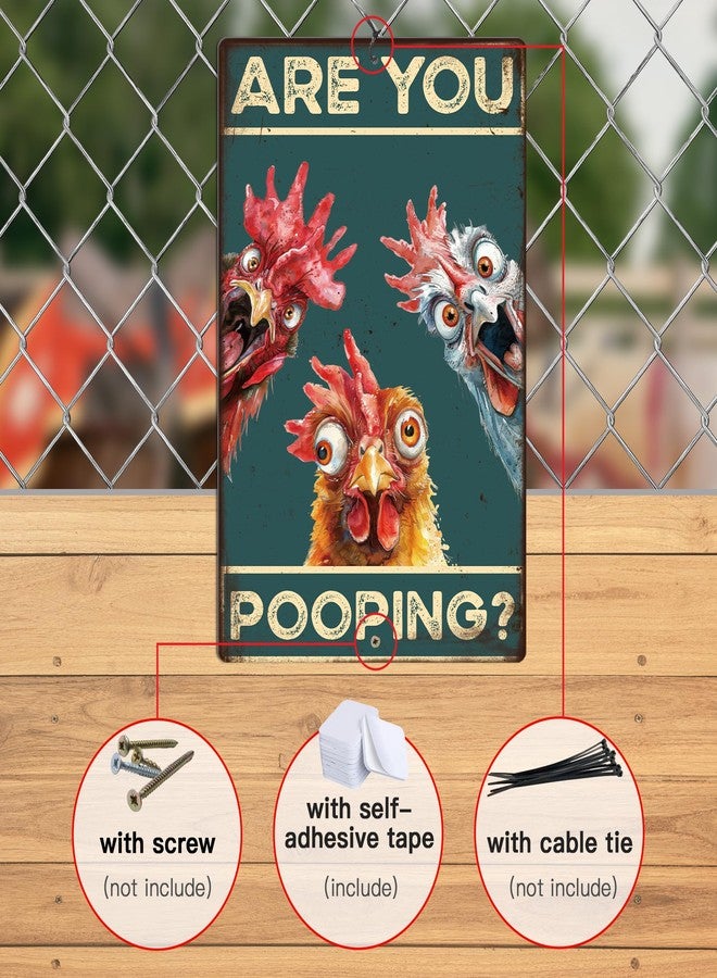 Putuo Decor Chicken Are You Pooping Wall Decor Sign for Bathroom Wall Decor Funny Metal Tin Sign Funny Signs With Saying For Bathroom Toilet 8 X 12 Inches - Image 2